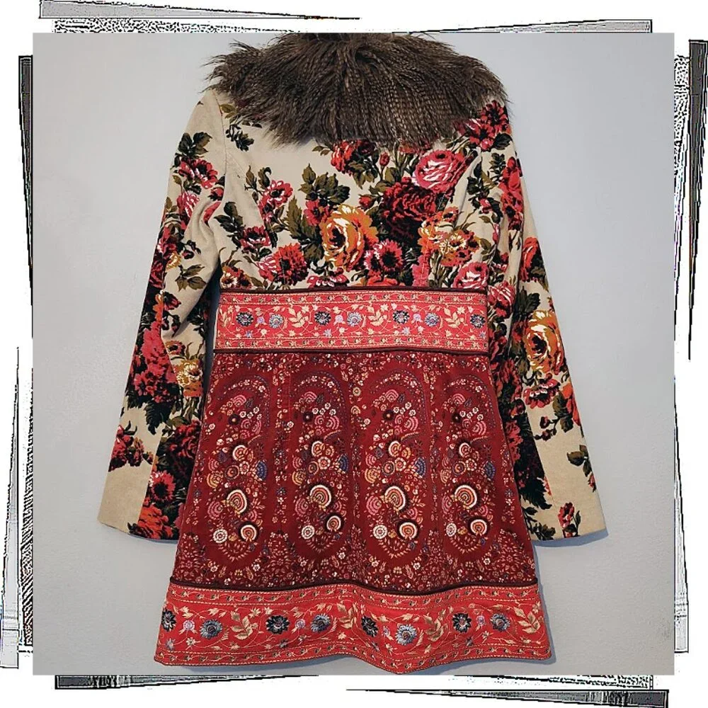 Vintage 2010 Rare Karelia Velvet Embroidered Red Coat / Jacket (4) by Elevenses - Picture 5 of 16